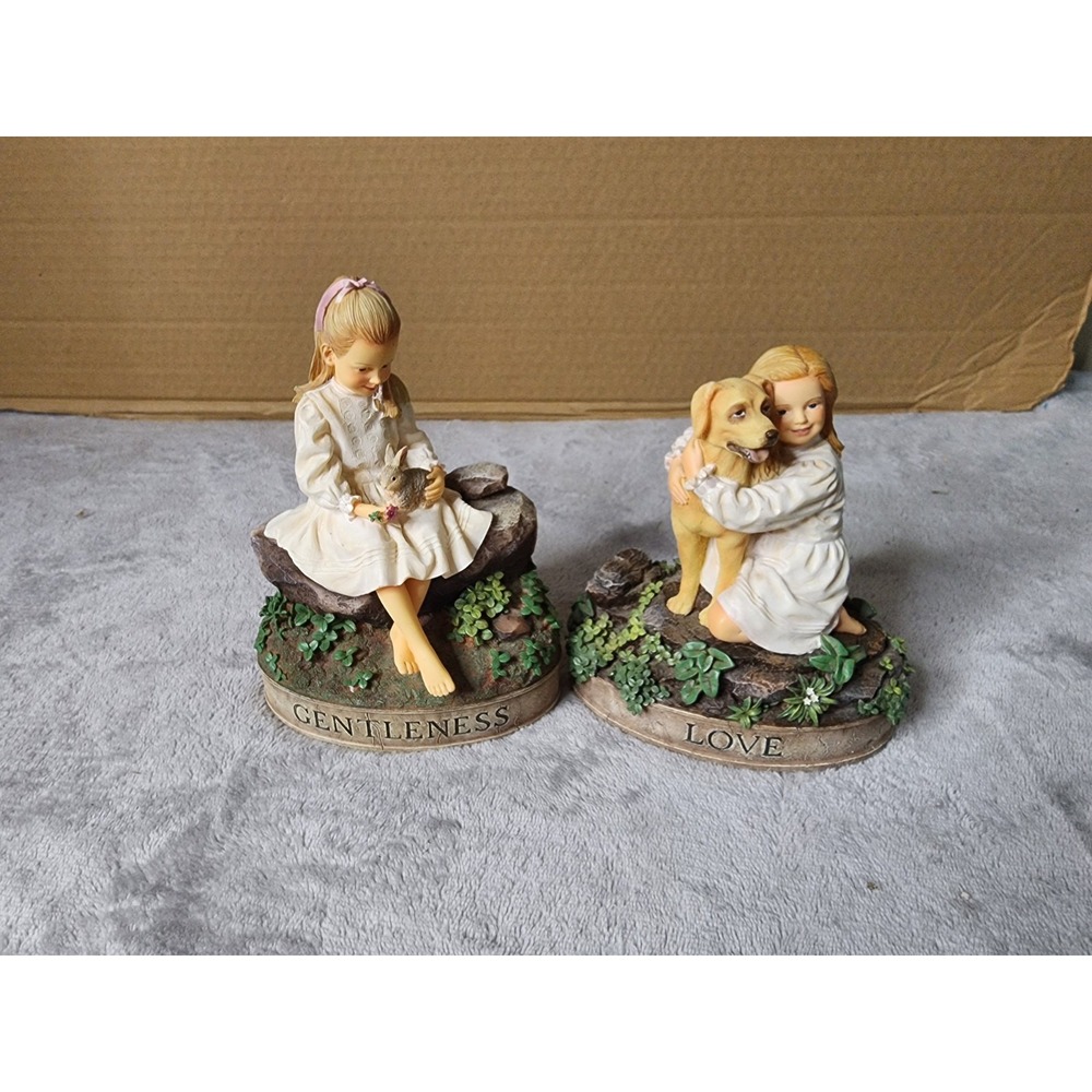 Demdaco Vintage Virtues "Love (Girl)" & Gentleness Artist Kathy Killip Lot of 2